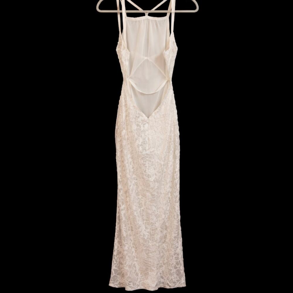Aidan Mattox White Fitted Maxi Gown Wedding Dress Evening Bridal Women's Size 2 - Picture 3 of 9